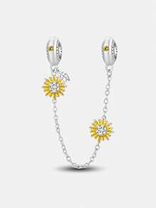 1 件 925 纯银太阳、月亮和星星安全链，适合手链 DIY 女士珠宝 - 銀色 - 查看 14