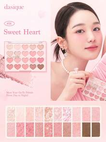Dasique Eyeshadow Palette, High Pigmentation, Long-Lasting, Easy To Apply, Smooth, Vegan, Cruelty-Free, Christmas Gift For Women, Charming Rose Girl Style, Back To School, Fashion Brand Cosmetics, Bridal, Summer, Valentine's Day, Holiday - #06 Sweet Heart - 查看 8