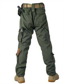A Solid Color Spring And Autumn Outdoor Outfit, Consisting Of 2pcs, Featuring Multiple Pockets And Durable Multifunctional Design For Men, Equipped With, A Popular Choice Among The Masses. - màu xanh lá - Xem 5