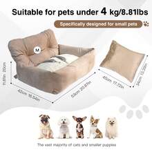 HazoWill Pet Car Booster Seat And Travel Bed, Suitable For Small Dogs And Cats, Elevated Seat With Non-Slip Base And Adjustable Straps, Lightweight And Foldable, Multi-Functional Design, Fashionable And Comfortable, Ideal For Road Trips And Home Use - Multicolor - View 14