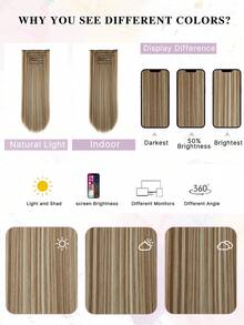 Clip In Hair Extensions 6PCS Straight 20" Hair Extensions For Women,Heat Resistant Synthetic Hairpiece For Women Daily - Multicolor - View 10