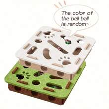 Interactive Cat Toy, Cat Puzzle Toy, With Maze Tunnel Bell Balls (2 Pieces), Durable Felt Material,No Need For Batteries, Suitable For Indoor Cats, The Best Gift For Your Beloved Cat - Multicolor - View 8