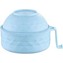 Microwave Ramen Bowl, Microwave Ramen Cooker With Lid, Plastic Mixing Salad Pasta Fruit Rice Cereal Instant Noodles Soup Maker Plate Bowls Set Kitchen College Dorm Room Essentials - 藍色 - 查看 1
