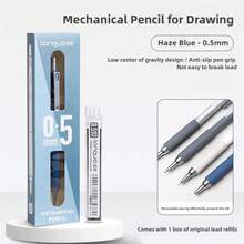 1pc Automatic Mechanical Pencil, 0.3mm/0.5mm/0.7mm/0.9mm Options, Suitable For Drawing, Sketching, Writing, Silver/Black Color, Refillable, High-Quality Drafting Pencil