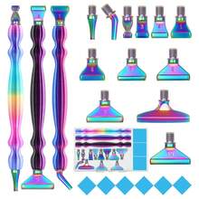 彩色钻石画笔，树脂钻石艺术笔，带多功能金属螺纹尖头，工艺笔，适用于钻石画美甲十字绣 - 彩色 - 查看 12