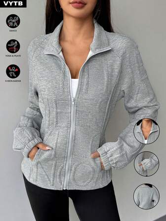1pc Zip-Up Casual Jacket, New Style Long Sleeve Outerwear