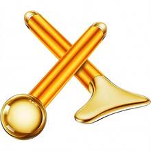 Amirce 2-In-1 Gua Sha And Ice Roller Facial Tools, Electric Face Massager Device For Eye, Jaw, Scalp, Neck, Gold