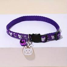 Customized Cat Dog Collar With Free Metal Paw Print Charm - Engraved Name Tag, Cute Kitten Print Adjustable Pet Collar With Bell, Bling Diamond ID Tag Gift For Pet Lovers, Durable Polyester Safety Collar, Anti-Loss Reflective Gear, Playful Animal Design, Easy-Clean Material With Custom Pet Info Engraving - Multicolor - View 10