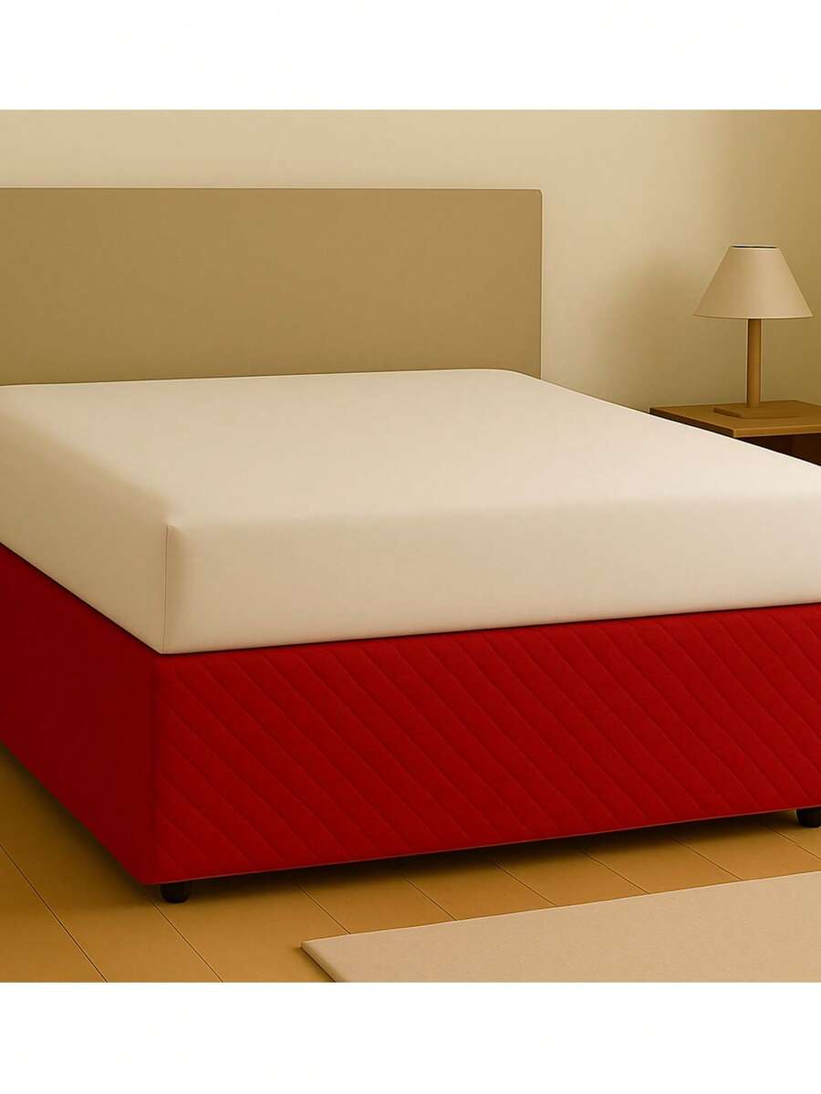 Quilted Microfiber Single/Queen/King Size Bed Skirt - 紅色 - 查看 1