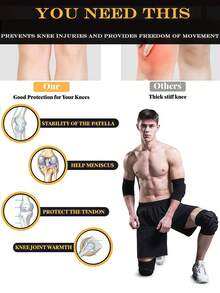 1 Pair Thick Sponge Knee Pads, Non-Slip Collision Protection Knee Sleeves For Teenagers, Suitable For Gardening, House Cleaning, Construction Work, Dancing, Volleyball, Floors, Hiking, Cycling, With Thick EVA Foam Padding, Outdoor Sports Kneeling Pad, Unisex Floor Scrubbing (Basketball Knee Pads, Wrestling Knee Pads, Collision Pads, Snowboarding Knee Pads, Work Soft Knee Pads (Large, Black)) - Black - View 5