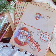 10张复古牛皮圣诞贺卡，复古圣诞礼品卡，可爱卡通贺卡，附祝福语，1张卡片+1张纸条，卡通圣诞贺卡，适合赠送给家人朋友，圣诞节 - 均碼 - 查看 1