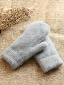 1 Pair Double Layered Velvet Thickened Warm Gloves Solid Color Versatile Cold Protection Gloves For Outdoor Cycling Winter Warm Unisex Plush Lining Mittens Birthday Christmas Gifts