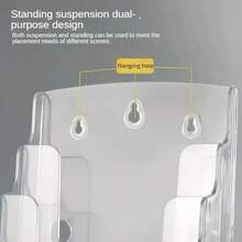 1 قطعة حامل أكريليك يدوي بحجم A5 - رف عرض مثبت على الحائط، مناسب للنشرات والكتيبات والكتب والمستندات والأوراق والبطاقات التجارية - منظم شفاف للمكتب والمنزل، تخزين رأسي، تصميم بسيط، رؤية سهلة، عرض مريح، ملف حديث، حامل قوي، مثالي لمتاجر البيع بالتجزئة والنشرات/التذاكر | رف ملفات موفر للمساحة للمكتب/المتجر (عرض متعدد الزوايا وخالي من الفوضى)، خيار تخزين مثالي، رائع لغرف الاجتماعات ومناطق الاستقبال والمناطق السياحية