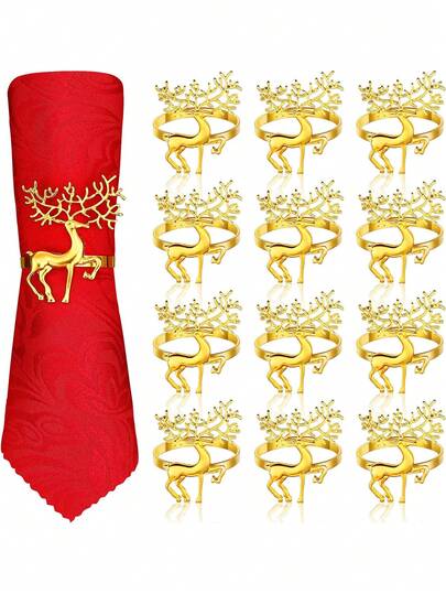 2 حلقة مفرش طاولة معدنية بتصميم رنة الميلاد الأنيق والعتيق، مناسبة لديكور عيد الميلاد والزفاف وحفلات العشاء المنزلية