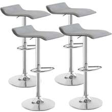 VECELO Bar Stools Set Of 4, Modern PU Leather Adjustable Bar Stools With Back, 360° Swivel Bar Height Stools For Kitchen Counter Island - No Stripes - View 18