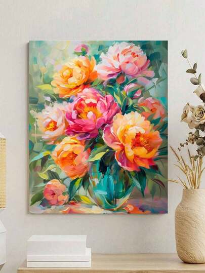 DIY Paint By Numbers For Adults - Flowers Art Kit, 16x20 Inch Acrylic Painting Set With Brushes And Paints, Frameless Wall Decor Craft, Ideal Gift For Birthdays, Father'S Day, Christmas, Mother'S Day