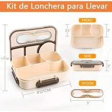 Lonchera de Capybara para Niño,Bento Lunch Box 36 Piezas, Fiambrera para Niña Preescolar Portátil A Prueba de Fugas con 4 Compartimentos, Bolsa y Cubiertos, Microondas - 1 - Ver 7