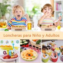 Lonchera de Capybara para Niño,Bento Lunch Box 36 Piezas, Fiambrera para Niña Preescolar Portátil A Prueba de Fugas con 4 Compartimentos, Bolsa y Cubiertos, Microondas - 1 - Ver 3