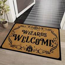 1pc Crystal Velvet Entrance Doormat With English Text Graphic, Anti-Slip And Dirt-Resistant, Suitable For Bedroom, Entryway