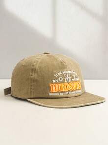 1pc Vintage Washed Embroidered Letter Soft Top Baseball Cap, Retro Style Adjustable Snapback Hat