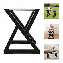 2*Table Legs Black Metal Base X-Shaped 40cm High - Black - View 3