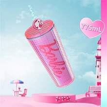 775ml/26.21oz Barbie Sunlight Shining Series Double-Layer Straw Cup Large Capacity Cold Drink Water Cup Travel Gym Kettle Sports Water Bottle - Pink - View 3