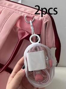 10pcs/2pcs/1pc Portable PVC Black & White Transparent Mini Data Cable Organizer Bag, Mini Zipper Storage Pouch, Compact Multipurpose Transparent Keychain Pouch, Bag Accessories, Earphone & Charger Storage Box With Keychain, Dual Zipper Design For Cables, Chargers, Earphones, Jewelry & Small Items - Multicolor - View 14