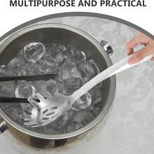 1 Pc, Pasta Scoop, Strainer, Grooved Pasta Scoop, Heavy-Duty Stainless Steel Strainer, Kitchen Tool Stainless Steel Pasta Scoop Ergonomic Design Noodle Scoop, Unique Shape Easily Scoops Dumplings And Eggs, Multi-Functional Kitchen Tool Conveniently Serves Delicious Food