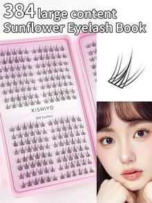 384pcs/Set, 32 Rows, C0.07C, Natural Appearance Lash Cluster Whispy DIY Sunflower Eyelash Book, 4pcs Set, Lash Extension, Natural Cluster Cartoon Lashes Suitable For Party, Gift For Women And Girls - D - 查看 3
