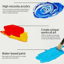 24/18/12 Colors Acrylic Paints - Good Coverage, Hand-Painted Wall Painting Graffiti, Painting Paints For Artists, Students, Beginners And Painters Painting, Canvas, Ceramics, Wood, Rock Painting Art Supplies Set - 12 màu 12ml - Xem 6