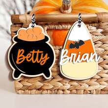 1PC Halloween Basket Tag, Custom Halloween Name Tag For Kid, Boo Basket Tag, Candy Bucket Tag, Trick Or Treat, Personalized 3D Halloween Tag - Multicolor - View 3