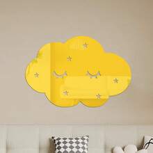 Pegatina de pared de espejo acrílico en forma de nube, decoración de pared de fondo para dormitorio y sala de estar
