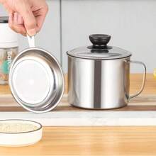 Stainless Steel Oil Filter Household Cooking Oil Storage Can With Fine Mesh Lid Cooking Oil Fat Separator For Storing Frying Cooking Grease - White - View 4