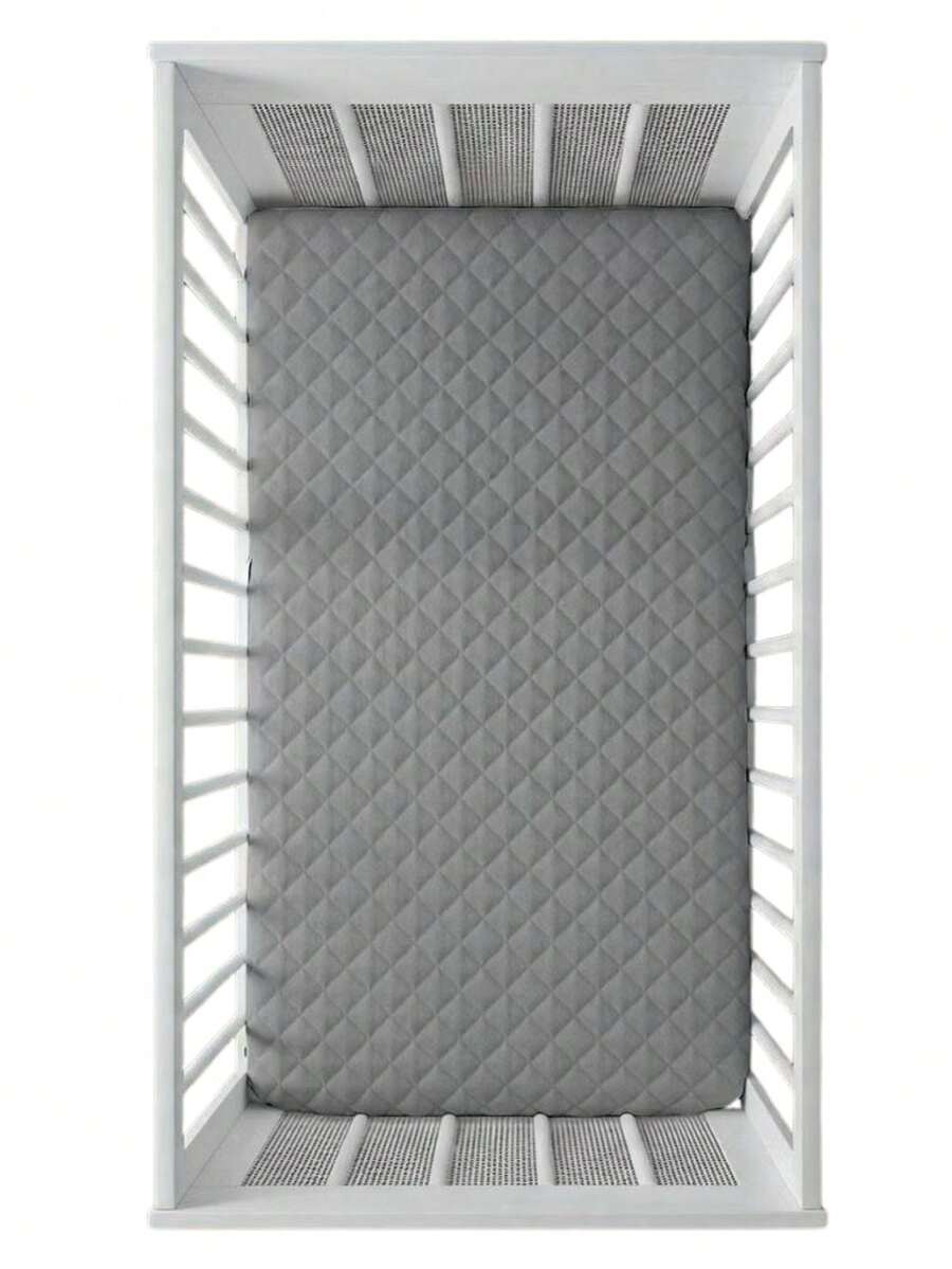 Waterproof Mattress Cover For American And Standard Crib With Elastic Protector 1 Piece - 灰色 - 查看 1