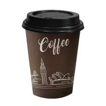 12oz Disposable Paper Cup With Lid For Coffee - 巧克力 - 查看 4