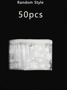100个/50个装圣诞糖果零食袋，雪花图案玻璃纸袋 - 雪花图案自粘玻璃纸礼品袋，适用于节日派对用品、糖果、烘焙用品、珠宝和小礼物，圣诞礼物包装袋，带有节日雪花图案的礼品包装袋，珠宝收纳袋，透明可视袋，耐用塑料袋 - 彩色 - 查看 9
