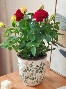 Ceramiczna doniczka z efektem spękania w stylu vintage – rustykalna doniczka w stylu wiejskim, idealna na sukulenty, wężownice, do ogrodu domowego i na balkon