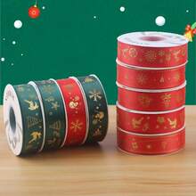 2.5cm*25yards Satin Ribbon, Wine Red, Dark Green, Red, Christmas Series Metallic Ribbon, Suitable For Flower Decoration, Cake Packaging, Gift Wrapping, DIY Bow (May Have Slight Creases That Do Not Affect Normal Use)