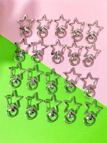 5pcs/10pcs Minimalist Star Shaped Buckle Accessories, DIY Keychain, Bag Pendant Materials - Silver - View 7