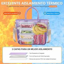 Loncheras para mujer y hombre, Lonchera termica de gran capacidad, impermeable y a prueba de fugas, adecuado para oficinas, campamentos, picnics(Negro) - Morado - Ver 3