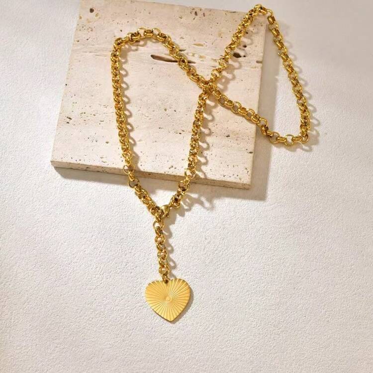 1pc Premium Vintage Luxury Metal Sunburst Heart Pendant With 1pc Adjustable Fashionable Necklace. This Autumn/Winter Style Necklace Suitable For Women's Daily Wear, Dates, Parties, Weddings, Gifts, Beach Outings, Gatherings, And More Occasions - necklace - View 5