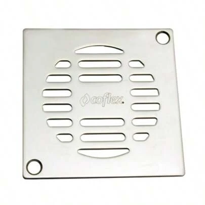 Rejilla Cuadrada de Acero Inoxidable Calibre 16 para Coladeras de 10 cm PC-461 Rejilla cuadrada Coflex, es apta para cubrir y obstruir el paso de basura o de insectos en las coladeras de patios, baños o desagües en piso, debido a que cuenta con dos orificios para tornillos, que fijan con firmeza la coladera al suelo.
