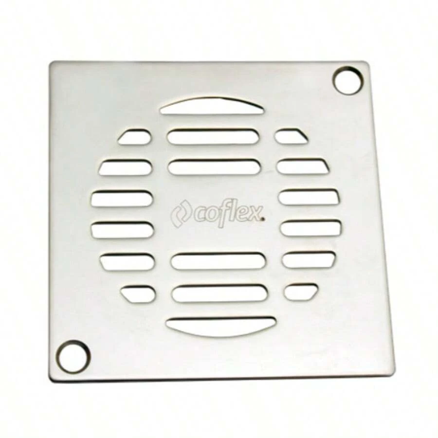 Rejilla Cuadrada de Acero Inoxidable Calibre 16 para Coladeras de 10 cm PC-461 Rejilla cuadrada Coflex, es apta para cubrir y obstruir el paso de basura o de insectos en las coladeras de patios, baños o desagües en piso, debido a que cuenta con dos orificios para tornillos, que fijan con firmeza la coladera al suelo. - Plateado - Ver 1