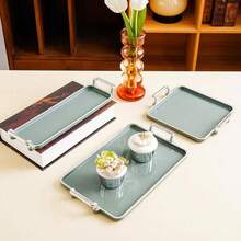 1 pièce Set de plateaux alimentaires à bordure dorée/argentée, en matériau PS, convient pour l'affichage et le stockage du pain, des pâtisseries, des fruits, des collations, des desserts, idéal pour les fêtes et les jours fériés