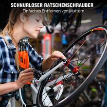 HSHa Akku-Elektro-Ratschenschlüssel, Power-Ratschenschlüssel-Set mit 2 Akkus, 7 Steckschlüsseleinsätzen, Reparaturwerkzeug für Autoreifen, Autozubehör, Heimwerkerarbeiten