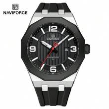 Relógio de Pulso Masculino Moda NAVIFORCE, Marca de Luxo Top de Linha, Impermeável, Original, Calendário, Pulseira de Silicone, Esporte, Militar, Quartzo, Presente Masculino 8079