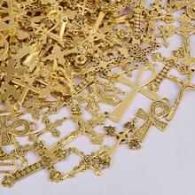 10pcs/20pcs/50pcs Retro Charms For Jewelry Making, Multiple Alloy Material Bright Gold And KC Gold Cross Mixed Pendants,Can Be Used To Make Necklaces, Bracelets, Keychain Pendants, Multiple Random Mixed Shipments - M552 - View 21