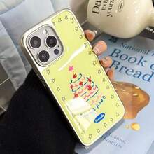 1 件可爱星星蛋糕图案电镀银色液体硅胶手机壳适用于 17Promax/17air/17/17pro/16Promax/16/13/15Pro/14/16Pro/12Promax/13Pro/11Promax/11，时尚保护软壳，个性化设计，适合女性 - 彩色 - 查看 3