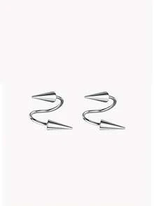 2PCS S Shape Helix Piercing Ear Piercing Rivet Ear Stud Cartilage Body Piercing Punk Style Body Jewelry Ear Stacks - Silver - View 5