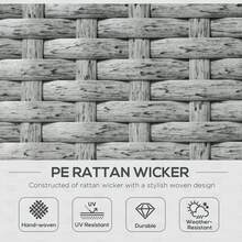 Outsunny 5PC PE Rattan Sun Lounger, Outdoor Wicker 5-Level Adjustable Recliner Sofa Bed With Storage Side Table And Footstools, For Patio, Garden, Poolside, Beige - Beige - View 3